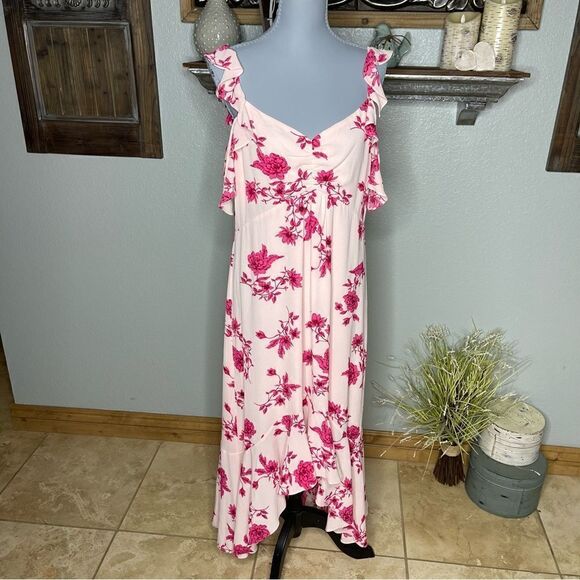 CECE Secret Blush Floral Spring Bouquet Ruffled
Hi Low Maxi Dress Size Large - Picture 13 of 14